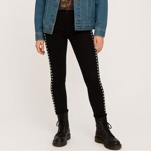 Etienne Marcel Black Distressed Studded Skinny Jeans Size 26 Punk Grunge Rock‎
